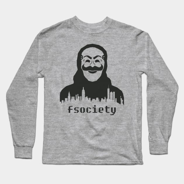 Mr Robot - FSociety - Mask Long Sleeve T-Shirt by alcateiaart